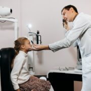 child doing an eye exam
